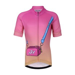 HOLOKOLO Cyklistický dres s krátkym rukávom - CANDYBAG KIDS - ružová/žltá XXS-115cm