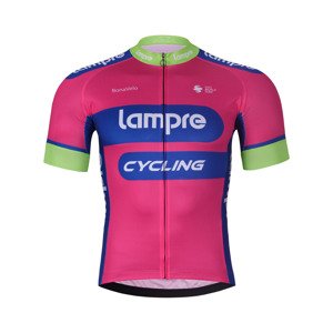 BONAVELO Cyklistický dres s krátkym rukávom - LAMPRE - ružová/modrá L