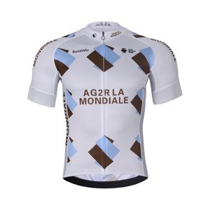 BONAVELO Cyklistický dres s krátkym rukávom - AG2R LA MONDIALE - biela/modrá 4XL