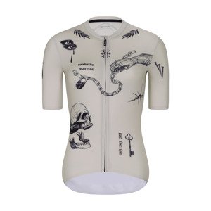 RIVANELLE BY HOLOKOLO Cyklistický dres s krátkym rukávom - TATTOO - ivory/šedá 2XL