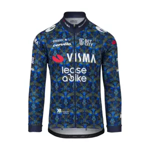 AGU Cyklistický dres s dlhým rukávom letný - TDF 2024 TEAM VISMA | LEASE A BIKE - modrá/žltá