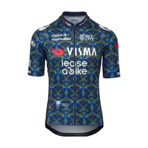 AGU Cyklistický dres s krátkym rukávom - TDF 2024 TEAM VISMA | LEASE A BIKE - modrá/žltá XL
