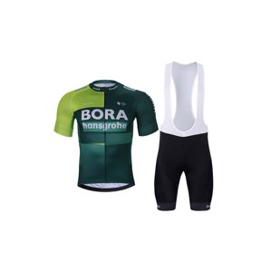 BONAVELO Cyklistický krátky dres a krátke nohavice - BORA 2024 - červená/čierna/zelená