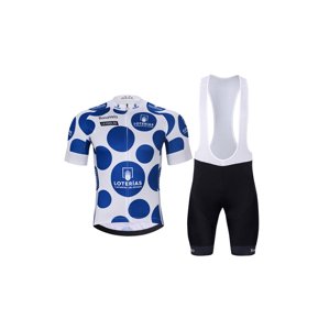 BONAVELO Cyklistický krátky dres a krátke nohavice - LA VUELTA - biela/čierna/modrá