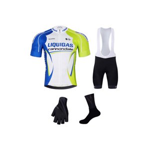 BONAVELO Cyklistický mega set - LIQUIGAS CANNONDALE - čierna/zelená/biela/modrá