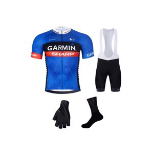 BONAVELO Cyklistický mega set - GARMIN SHARP - biela/modrá/čierna