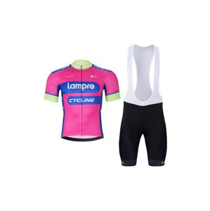 BONAVELO Cyklistický krátky dres a krátke nohavice - LAMPRE - ružová/čierna