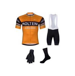 BONAVELO Cyklistický mega set - MOLTENI ARCORE - biela/oranžová/čierna