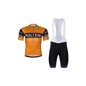 BONAVELO Cyklistický krátky dres a krátke nohavice - MOLTENI ARCORE - oranžová/čierna