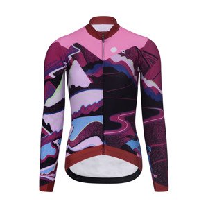 RIVANELLE BY HOLOKOLO Cyklistický dres s dlhým rukávom zimný - SUNSET WINTER - ružová/viacfarebná XL