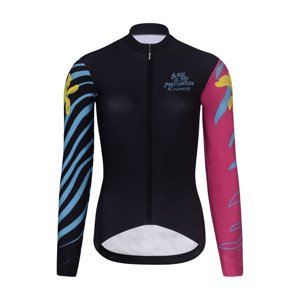 RIVANELLE BY HOLOKOLO Cyklistický dres s dlhým rukávom zimný - MEDITATION WINTER - čierna/ružová XL