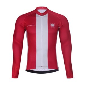 BONAVELO Cyklistický dres s dlhým rukávom zimný - POLAND WINTER - červená/biela 4XL
