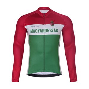 BONAVELO Cyklistický dres s dlhým rukávom zimný - HUNGARY WINTER - červená/zelená 4XL