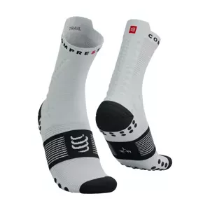 COMPRESSPORT Cyklistické ponožky klasické - PRO RACING V4.0 TRAIL - biela/čierna