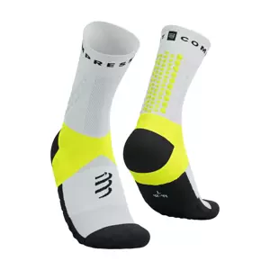 COMPRESSPORT Cyklistické ponožky klasické - ULTRA TRAIL V2.0 - biela/žltá 39-41