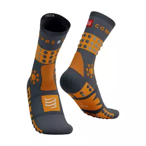 COMPRESSPORT Cyklistické ponožky klasické - TREKKING - hnedá/šedá