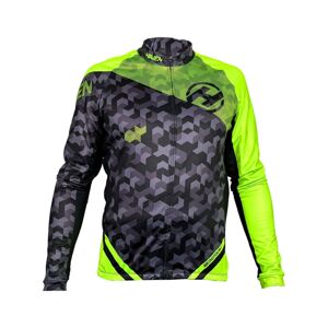 HAVEN Cyklistický dres s dlhým rukávom zimný - STRATO - čierna/svetlo zelená 4XL