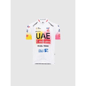 PISSEI Cyklistický dres s krátkym rukávom - UAE TEAM EMIRATES REPLICA - GIRO + TOUR 24 JR - biela/ružová/žltá 14Y