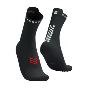 COMPRESSPORT Cyklistické ponožky klasické - PRO RACING  V4.0 RUN HIGH - čierna/biela 39-41