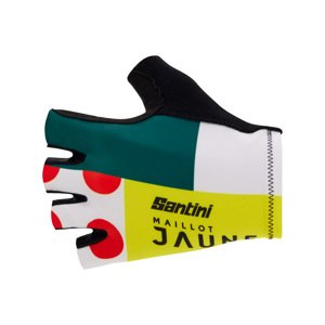 SANTINI Cyklistické rukavice krátkoprsté - TDF COMBO - biela/červená/žltá/zelená S