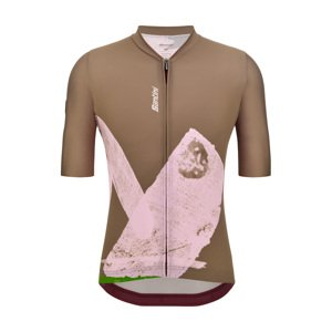 SANTINI Cyklistický dres s krátkym rukávom - NOTE - hnedá/ružová 2XL