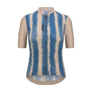 SANTINI Cyklistický dres s krátkym rukávom - BAMBU - modrá/béžová L