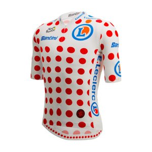 SANTINI Cyklistický dres s krátkym rukávom - TDF BEST CLIMBER - biela/červená 4XL
