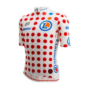 SANTINI Cyklistický dres s krátkym rukávom - TDF FAN BEST CLIMBER - biela/červená S