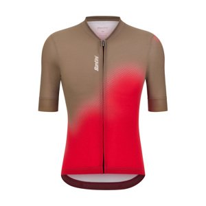 SANTINI Cyklistický dres s krátkym rukávom - SPOT - červená/hnedá S