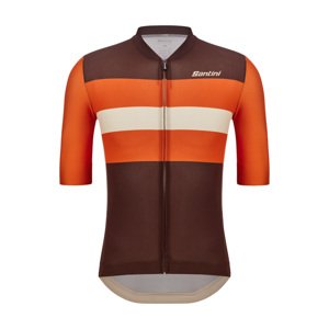 SANTINI Cyklistický dres s krátkym rukávom - BENGAL - hnedá/oranžová/béžová M