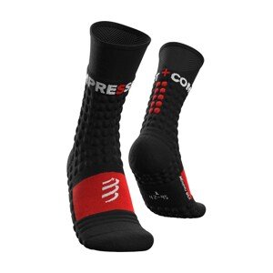 COMPRESSPORT Cyklistické ponožky klasické - PRO RACING WINTER RUN - čierna/červená 45-48