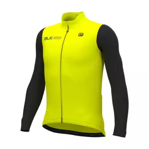 ALÉ Cyklistický dres s dlhým rukávom zimný - FONDO 2.0 SOLID - žltá/čierna S