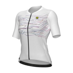 ALÉ Cyklistický dres s krátkym rukávom - PR-E MEGABYTE - biela 4XL