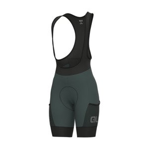 ALÉ Cyklistické nohavice krátke s trakmi - OFF ROAD - GRAVEL STONES CARGO - zelená XL