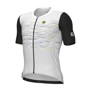 ALÉ Cyklistický dres s krátkym rukávom - PR-E MEGABYTE - biela/čierna XL