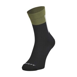 SCOTT Cyklistické ponožky klasické - BLOCK STRIPE CREW - čierna/zelená 36-38