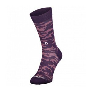 SCOTT Cyklistické ponožky klasické - TRAIL CAMO CREW - fialová/biela 45-47