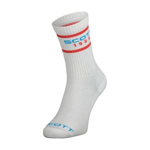SCOTT Cyklistické ponožky klasické - RETRO CASUAL CREW - biela 39-41