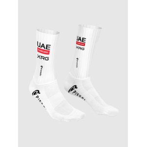 PISSEI Cyklistické ponožky klasické - UAE TEAM EMIRATES 2025 AERO - biela S-M