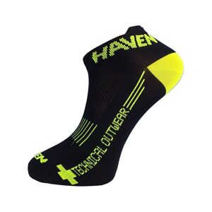 HAVEN Cyklistické ponožky členkové - SNAKE SILVER NEO 2PAK - žltá/čierna 34-36