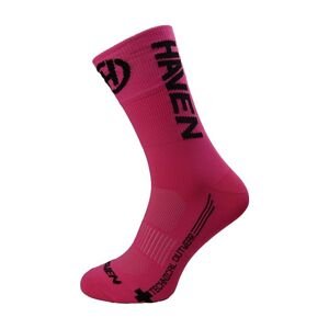 HAVEN Cyklistické ponožky klasické - LITE SILVER NEO LONG 2PAK - čierna/ružová 42-43