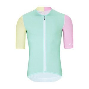 HOLOKOLO Cyklistický dres s krátkym rukávom - PERFORMANCE - svetlo zelená/viacfarebná XL