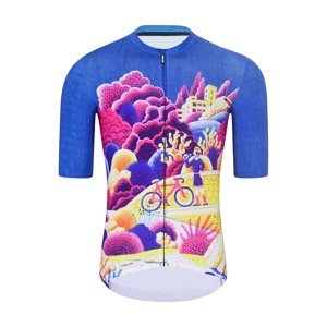 HOLOKOLO Cyklistický dres s krátkym rukávom - VOYAGE - modrá/viacfarebná L