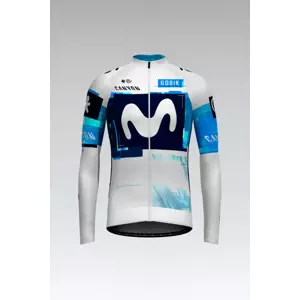 GOBIK Cyklistický dres s dlhým rukávom zimný - HYBER MOVISTAR TEAM 2025 - biela/modrá/svetlo modrá