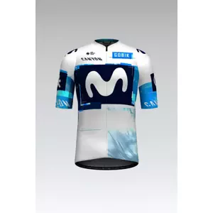 GOBIK Cyklistický dres s krátkym rukávom - ODYSSEY MOVISTAR TEAM 2025 - biela/modrá/svetlo modrá 2XL