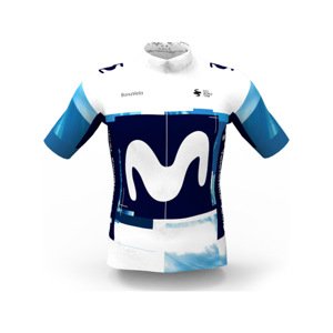 BONAVELO Cyklistický dres s krátkym rukávom - MOVISTAR 2025 - biela/modrá 4XL