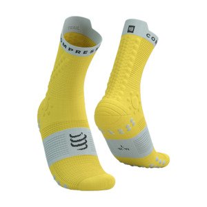 COMPRESSPORT Cyklistické ponožky klasické - PRO RACING SOCKS V4.0 TRAIL - žltá/modrá
