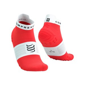COMPRESSPORT Cyklistické ponožky klasické - PRO RACING V4.0 RUN LOW - červená/biela 39-41