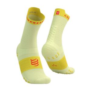 COMPRESSPORT Cyklistické ponožky klasické - PRO RACING V4.0 RUN HIGH - žltá/červená 39-41