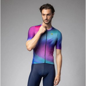ALÉ Cyklistický dres s krátkym rukávom - PR-E AURORA - ružová/modrá/tyrkysová L